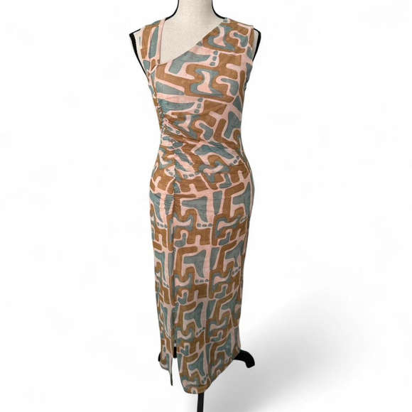 By Anthropologie Asymmetrical Collar Midi Dress - Size XS - Picture 2 of 6